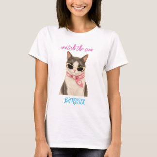 Kijk naar de Zon Bonjour Kat T-Shirt