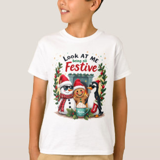 Kijk naar mij allemaal feestelijk grappig kerst Ki T-shirt