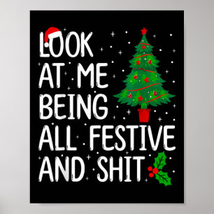 Kijk naar mij als feestelijk en een kerstfeest poster