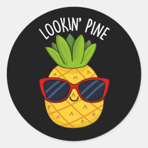 Kijk naar Pine Funny Pineapple Pun Dark BG Ronde Sticker