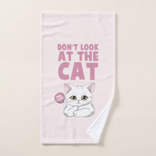 Kijk niet naar de kat - grappige witte kat bad handdoek