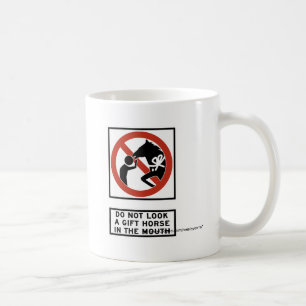 Kijk niet naar een cadeaupaard in de mond koffiemok