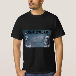 Kijk omhoog naar de ruimte man Vintage Retro Astro T-shirt