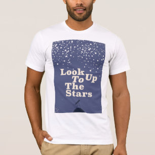 Kijk omhoog naar de sterren vintage poster t-shirt