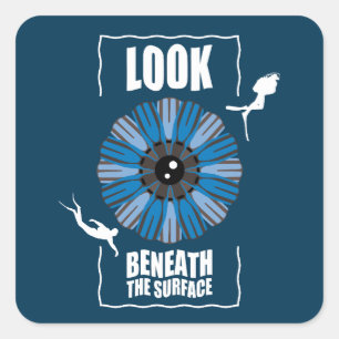 Kijk onder de oppervlakte - Duiken Quote Vierkante Sticker