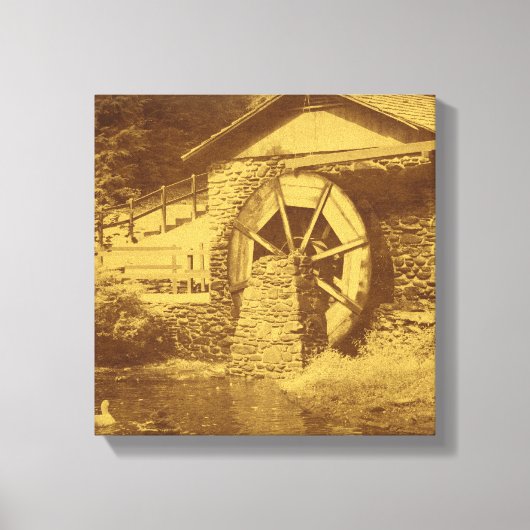 kijk op waterwiel Duck Pond Canvas Afdruk (Voorkant)