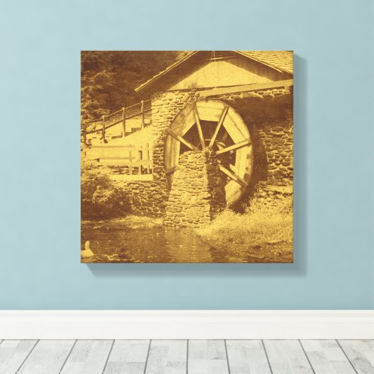 kijk op waterwiel Duck Pond Canvas Afdruk (Insitu (Houten vloer))