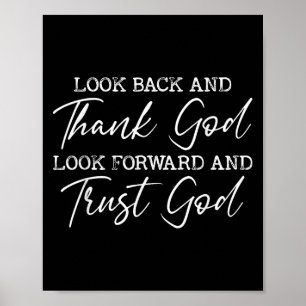 Kijk terug en goddank Jezus Christelijke Faith Ins Poster