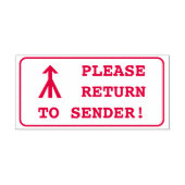 "KIJK TERUG NAAR SENDER!" + Pijl-rubberen stempel (Design)