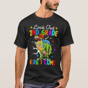 Kijk uit 2e klas hier kom ik dinosaurus Kinder ter T-shirt