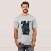 "Kijk uit" Donker Gasmasker Graphic T-shirt (Voorkant volledig)