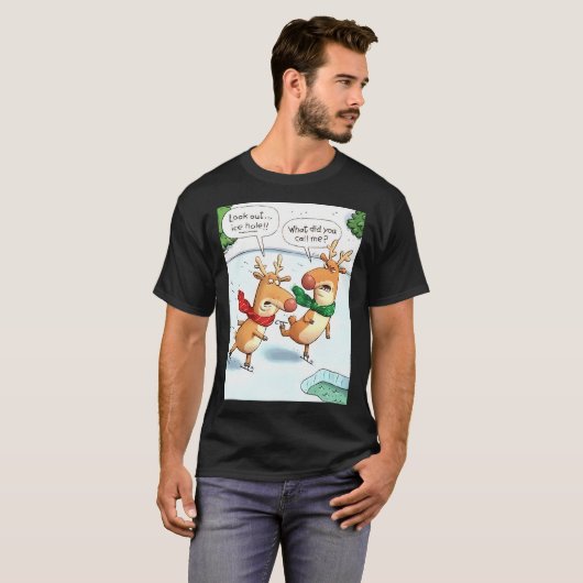 Kijk uit IJsgat - Rendier Kerstmis T-shirt (Voorkant volledig)