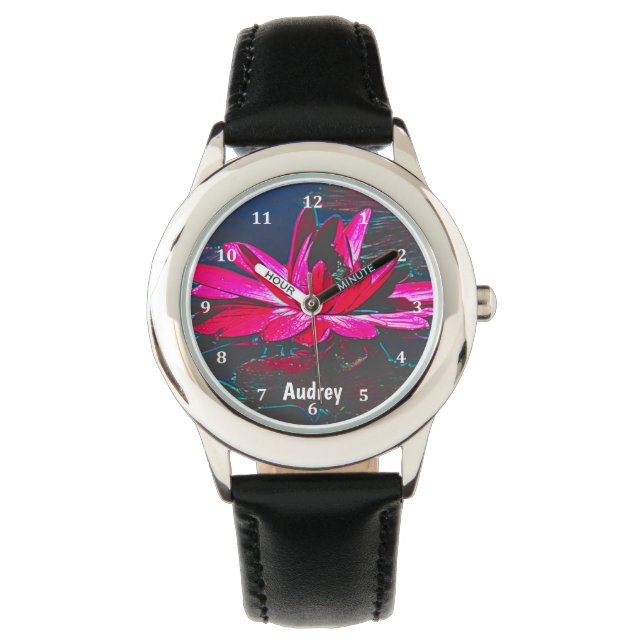 Kijk uit met warmroze waterlily horloge (Voorkant)