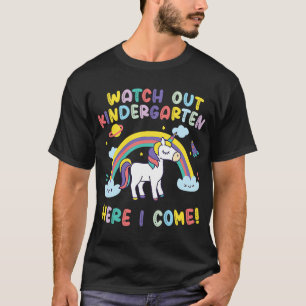 Kijk uit naar Kindergarten Hier kom ik Unicorn T-shirt