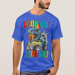 Kijk uit rollend in 3 Monster Truck Dinosaurus T-shirt