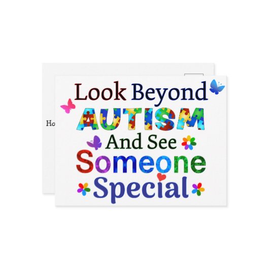 Kijk verder dan AUTISME Briefkaart (Voorkant / Achterkant in situ)