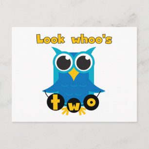 Kijk Whoo's 2 Verjaardag Tshirts en Gifts Briefkaart