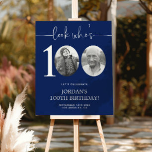 Kijk wie 100 is Blauwe 100e verjaardag Perfect Poster