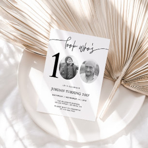 Kijk wie 100 is   Foto 100e verjaardagsuitnodiging Kaart