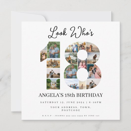 kijk wie 18 is Fotocollage tiener verjaardag Kaart (Voorkant)