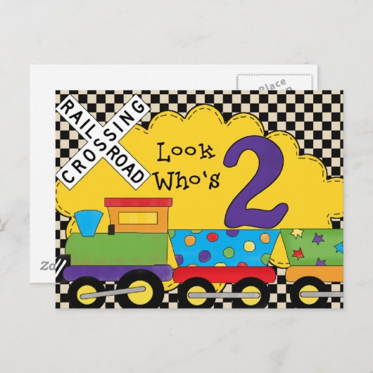 Kijk wie 2 verjaardagstrein Kaarten (Voorkant / Achterkant)