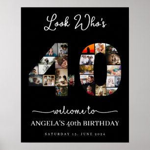 kijk wie 40 is Foto Collage verjaardagsfeest bord Poster