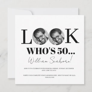 Kijk wie 50 is, 50ste uitnodiging met foto op maat
