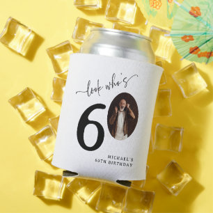 Kijk wie 60 is! Modern foto 60ste verjaardag Blikjeskoeler