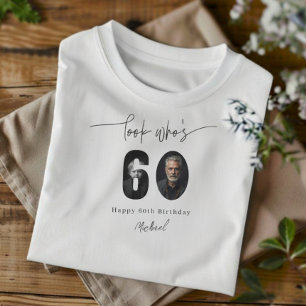 Kijk wie 60 is - T-shirt met foto voor verjaardags