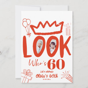 Kijk wie 60 is Uitnodiging! Modern Foto 60ste verj Kaart