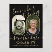 Kijk wie 60 verjaardagsfeestje bewaart de datum 2  aankondigingskaart (Voorkant)