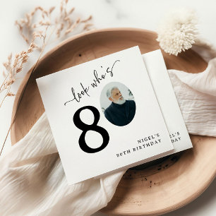 Kijk wie 80 is! Modern Foto 80ste verjaardag Servet