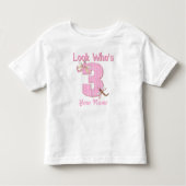 Kijk wie er 3 roze libel T-shirt is (Voorkant)