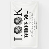 Kijk wie er 50, 50ste keer wordt uitgenodigd met f spandoek (Verticaal)