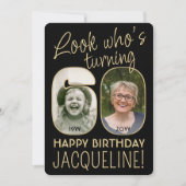 Kijk wie er 60 is Zwart & Goud Verjaardagsfeestje Kaart (Voorkant)