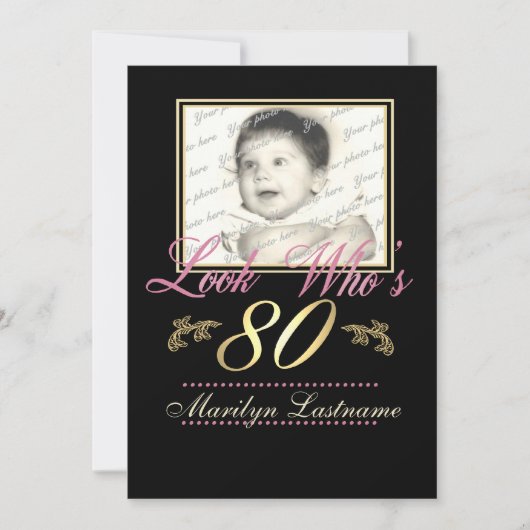 Kijk wie er 80 is Foto Kaart (Voorkant)
