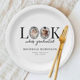 Kijk wie er is afgestudeerd Foto Afstudeerfeestje Papieren Bordje