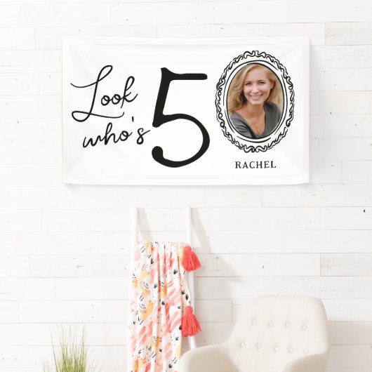 Kijk wie er vijftig is Foto 50e verjaardag Spandoek (Insitu)