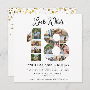 kijk wie is 18 Foto Collage tiener verjaardag Kaart