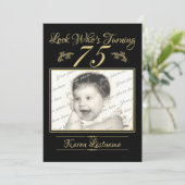 Kijk Wie is 75 Foto Goud Zwart Kaart (Staand voorkant)