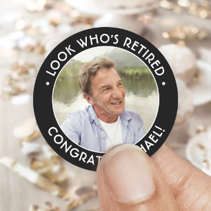 Kijk Wie Met Pensioen Is Foto Pensioen Zwart & Wit Ronde Sticker