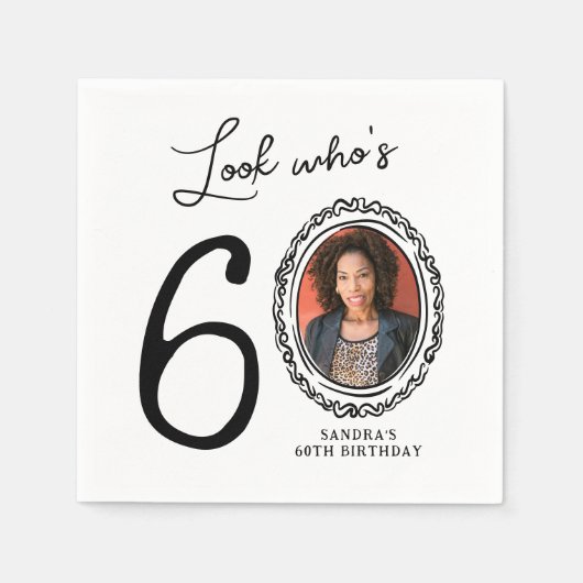 Kijk Wie Zestig Foto 60ste Verjaardag Servet (Voorkant)