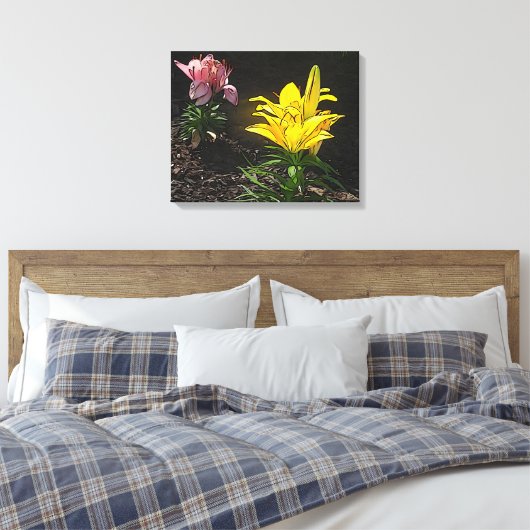 Kijken naar bloemen canvas afdruk (Insitu (Slaapkamer))