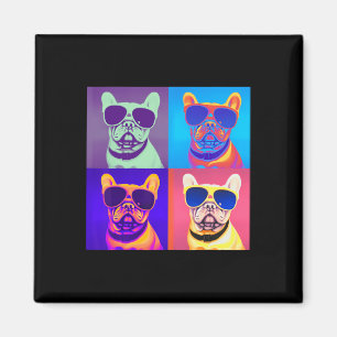 Kijkend Franse Bulldog Draagt Zonnebril Pop Art Magneet