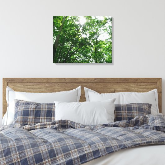 Kijkend omhoog naar de Bomen van de Zomer Canvas Afdruk (Insitu (Slaapkamer))