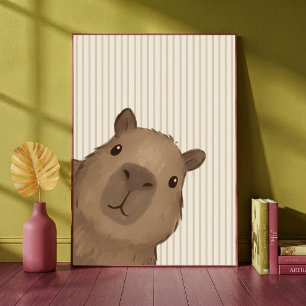 Kijkende Capybara Knuffeldier Kinderkamer Kunstpri Poster