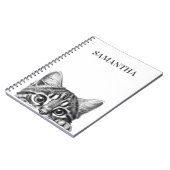Kijkende Cute Kat Monogram Kitten  Notitieboek (Linkerzijde)