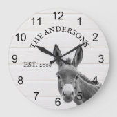 Kijkende Ezel Cute Persoonlijk  Grote Klok (Voorkant)