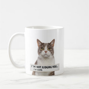 Kijkende kat sarcastische quote minimale kunst koffiemok