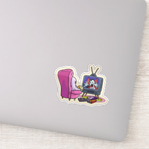 Kijkende tv-geest sticker